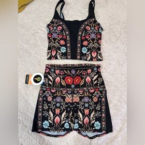 Yoga democracy bike shorts and tank